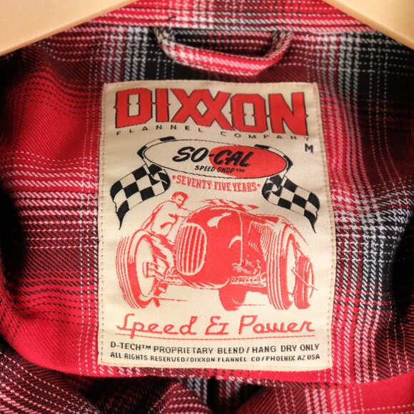 Dixxon Shirt Mens Medium Red Black Plaid Flannel Button Up So Cal D Tech - Picture 6 of 8